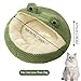 Round Plush Frog Pet Bed, 2 in 1 Winter Warm Deep Sleep Nest, Soft Comfort Basket for Cats, Dogs, Puppies (Green, A)