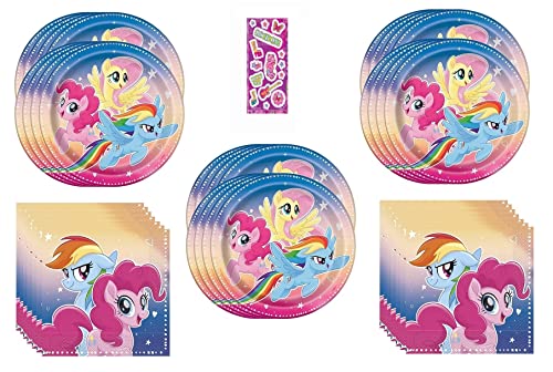 My Little Pony Birthday Party Supplies Baby Shower Bundle Pack includes 24 Lunch Plates and 32 Napkins