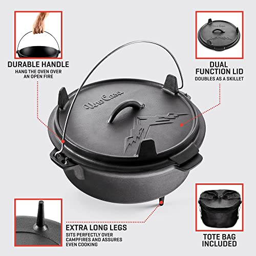 Uno Casa 6Qt Cast Iron Camping Dutch Oven with Lid Lifter and Storage Bag - Cast Iron Dutch Oven Pot with Lid, Cast Iron Camping Cookware, Camping Oven - Campfire Cooking Equipment - Image 3