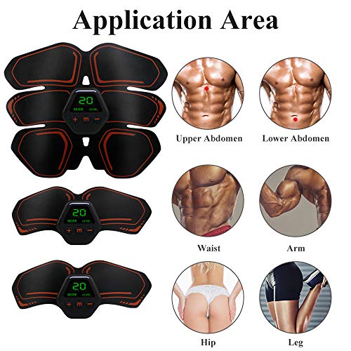 Abdominal Muscle EMS Abs Muscle Trainer with Digital LCD Display AB Toning Home Office Fitness Workout Abdomen Gym Equipment with 10 Modes & 20 Levels for Women Men Leg Arm Waist Hip