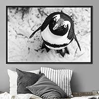 Framed Canvas Wall Art Cute Penguin Canvas Prints Home Artwork Decoration for Living Room,Bedroom - 16x24 inches