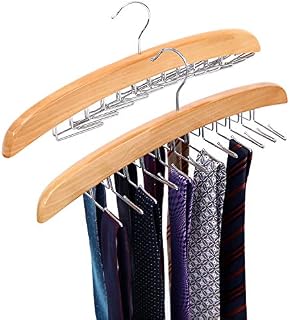 Ohuhu Wooden Tie Hanger, Rotating Twirl 24 Ties Organizer Rack, Neck Tie Holder