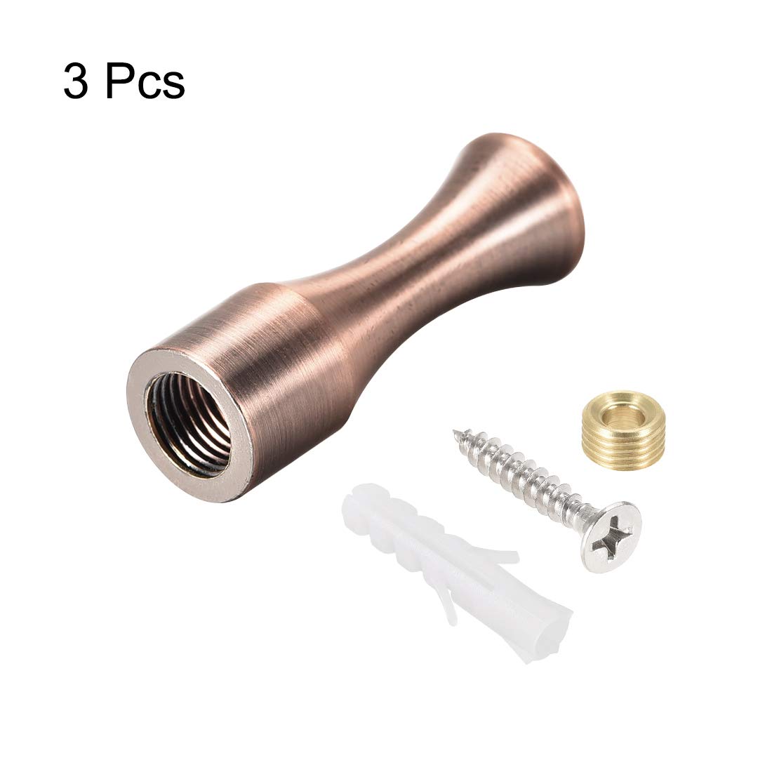 sourcing map Gancho de pared para toalla de baño, ganchos para colgar en la pared, 14 x 45 mm (DXL) de cobre cepillado, 3 unidades