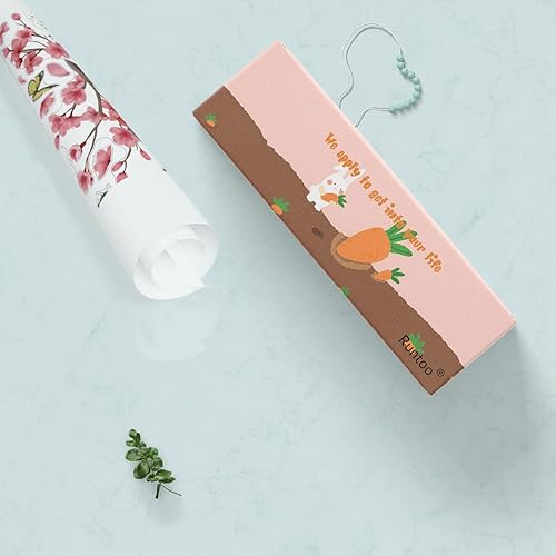 Miniatura 5 de Runtoo Calcomanías artísticas de pared con diseño de flor de cerezo, diseño de mariposa, rama de árbol, flores, calcomanías de pared para sala de