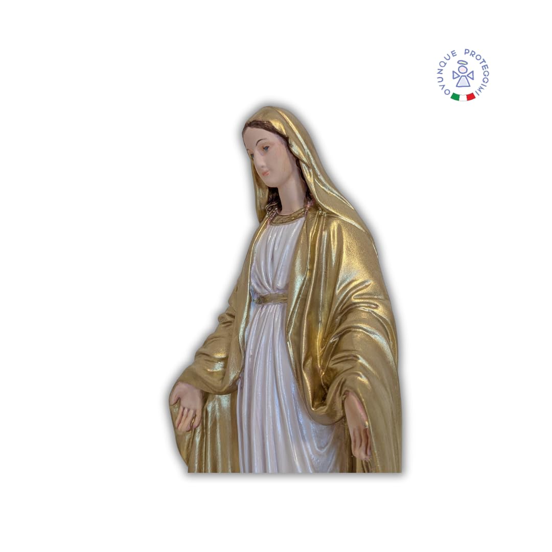 OVUNQUE PROTEGGIMI Statua Madonna Immacolata o Miracolosa in Resina, cm 35, Statuetta Madonnina Realizzata e Dipinta a Mano in Italia, dipinta a mano.