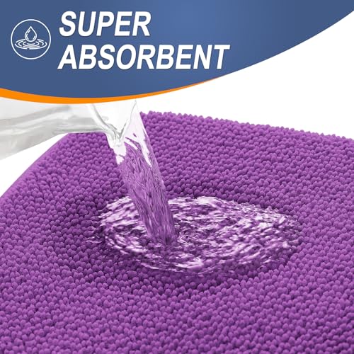 Image of OLANLY Thick Memory Foam Bath Mat Rug 30x20, Extra Soft Absorbent Bathroom Rug, Quick Dry Bath Mats, Non-Slip, Machine Washable Carpet for Bathroom, Tub and Shower, Home Decor Accessories, Purple
