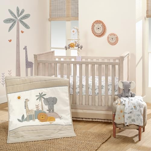 Image of Lambs & Ivy Jungle Adventure 100% Cotton Baby /Toddler Fitted Crib Sheet - White