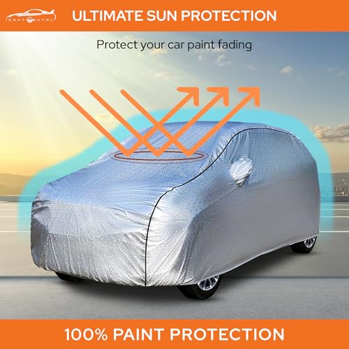 Image of Continental [SilverGuard] Dual Belts Extra Protection Hyundai Venue Body Cover (2016-2022) Build with Triple Stitched, Waterproof & Dustproof Car Cover for Venue (Metallic Silver).