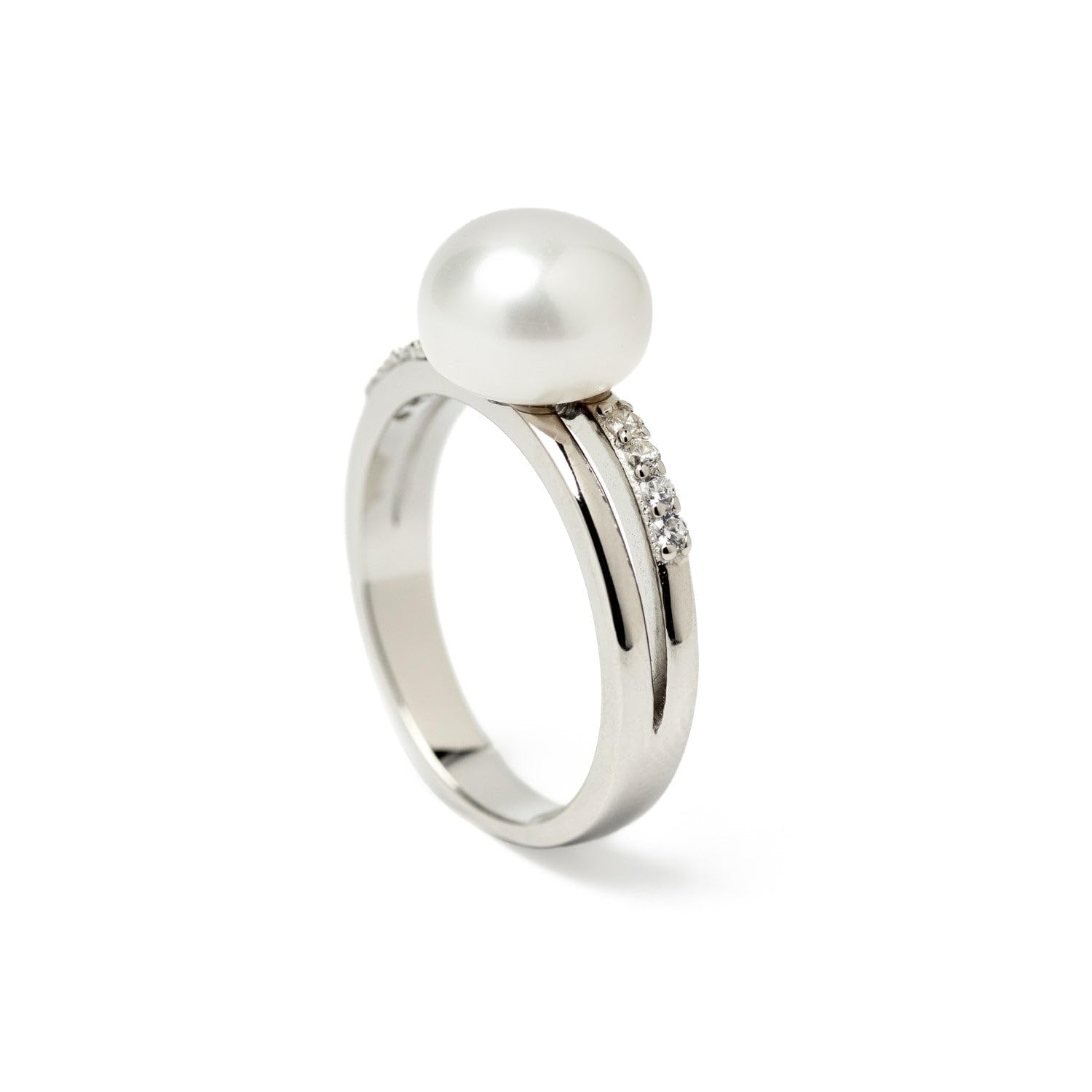 Anillo con Perla Estilo Dobles con circonitas