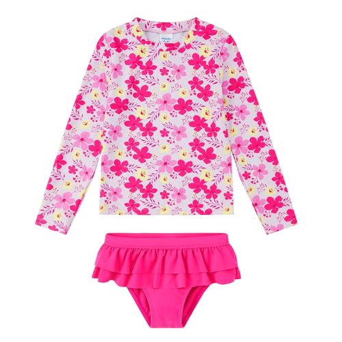 upandfast Girls Rash Guard Set Long Sleeve Two Piece Swimsuit with UPF 50+ Sun Protection for Girls 3-8 Years