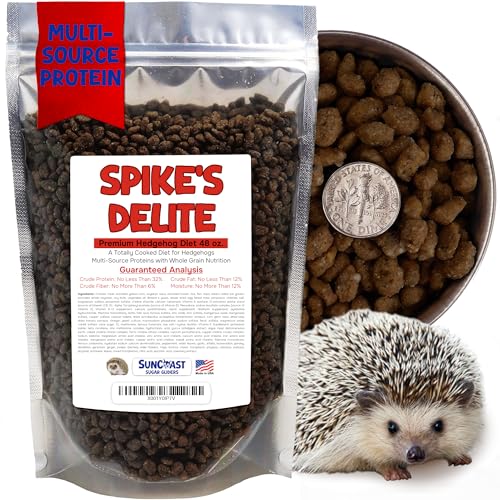 Suncoast Spike's Delite Premium Hedgehog Diet Food - High Energy Protein, Vitamins & Minerals, Natural Cooked Kibble, Complete Nutrition for Baby, Growing & Breeding Hedgehogs - 1.5 lbs