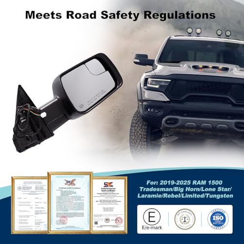 xingsichuang Passenger Side Mirror For 2019-2026 Ram 1500(8+2Pin Chrome) by xingsichuang - Used condition - Image 7