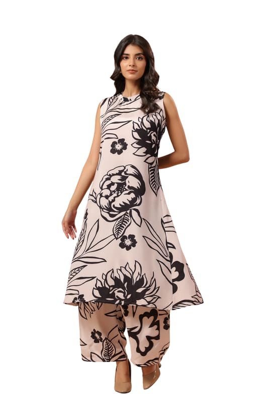 jisora Women's White Printed Russian Silk Co-ord Set-picture-33