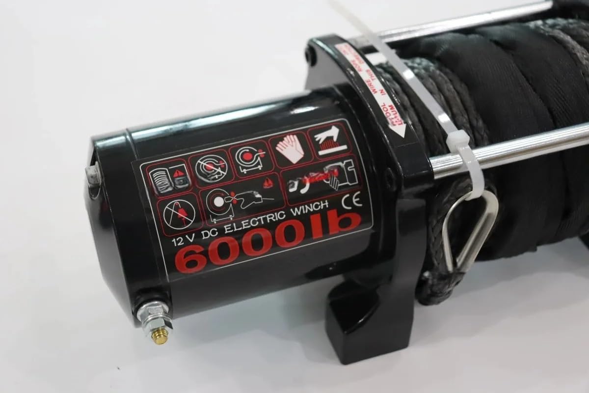 Wciągarka elektryczna 6000 LBS 12V wciągarka elektryczna syntetyczna lina holownicza wciągnik do przyczepy samochodowej 4X4 ciężarówka ATV łódź terenowa