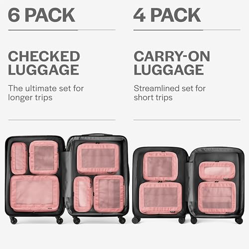Image of Aerotrunk Compression Packing Cubes for Travel - Luggage Organizer Bags - Double Zipper Packing Cubes for Suitcases (6-Pack, Rose)