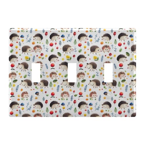 Light Switch Cover Hedgehog Wall Plates for Electrical Outlets 3 Gang 202a8492