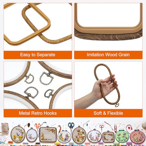 Image of PATIKIL 3x2.8inch Embroidery Hoops, 3Pieces Imitated Wood Square Frame Cross Stitch Hoop Ring for Embroidery Art Craft Sewing Ornaments Hanging Decoration