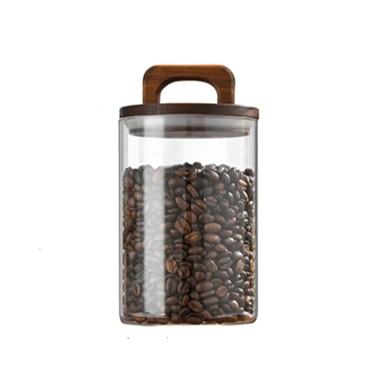 ZNJAMN 1pc Wood Lid Glass Jar Airtight Canister Food Container Coffee Beans Kitchen Storage Bottles Sealed Grounds Large Set for Pickling(1400ml)