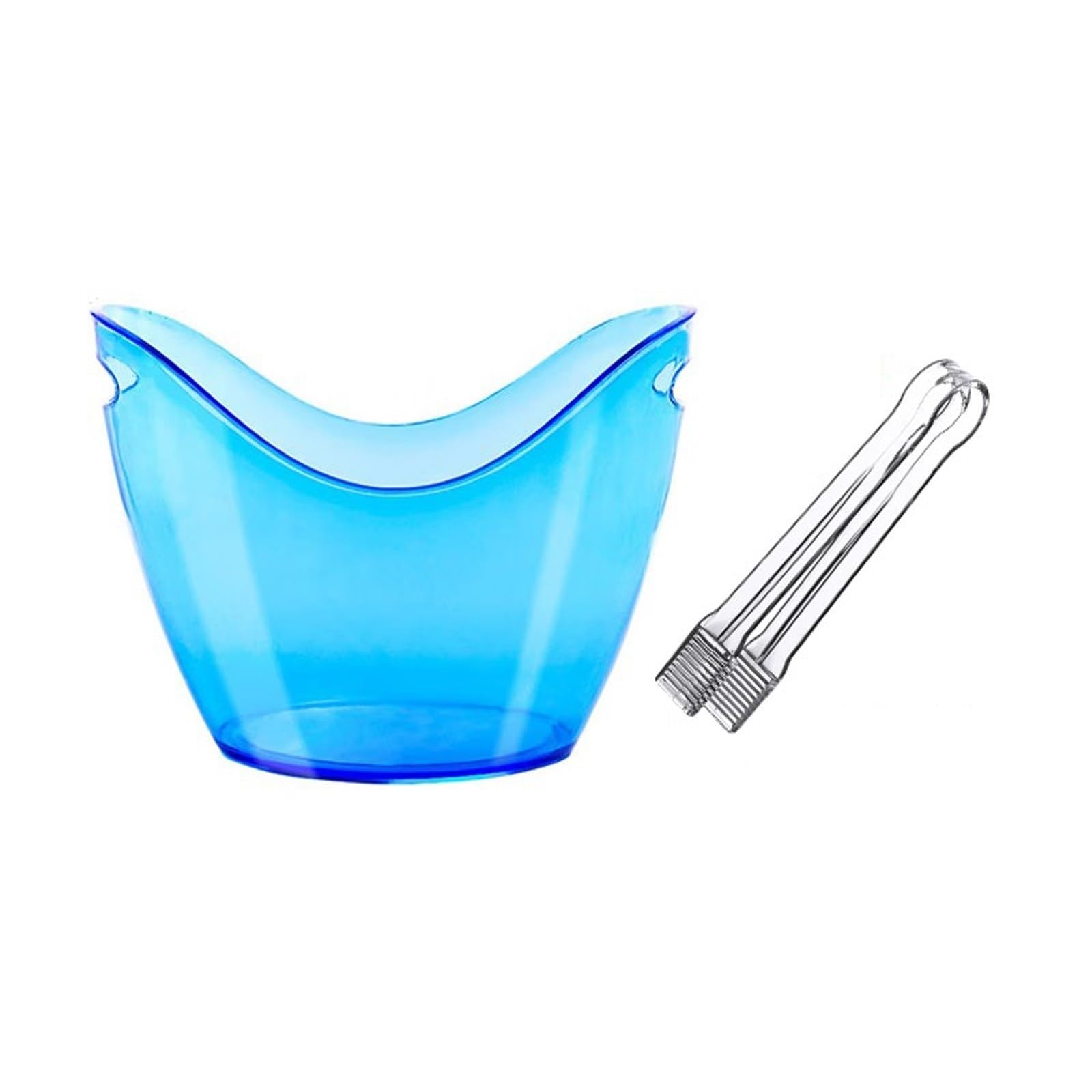 Cubeta para Hielo Cubitera acrílica de 8 litros con pinzas for hielo, cubo de almacenamiento ovalado de tina de plástico, cubos de hielo for 2 botellas de vino o champán, cubo de hielo Cubiteras(Blue)