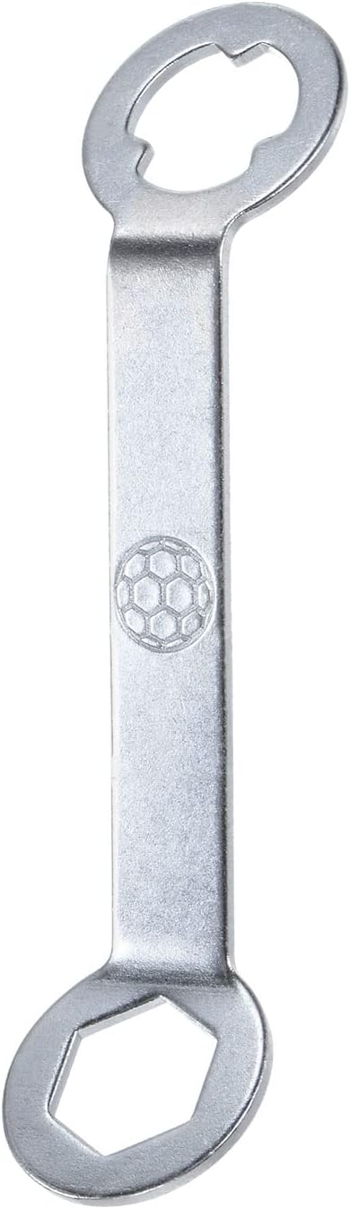 sourcing map Track Spikes Wrench Dual Interface Aluminum Non-Slip Shoes Adjustment Tool for M5 Soccer Shoes, Silver Tone