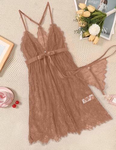 Image of Avidlove Women Sexy Lingerie Babydoll Lace Chemise Eyelash Wedding Brial Lingerie
