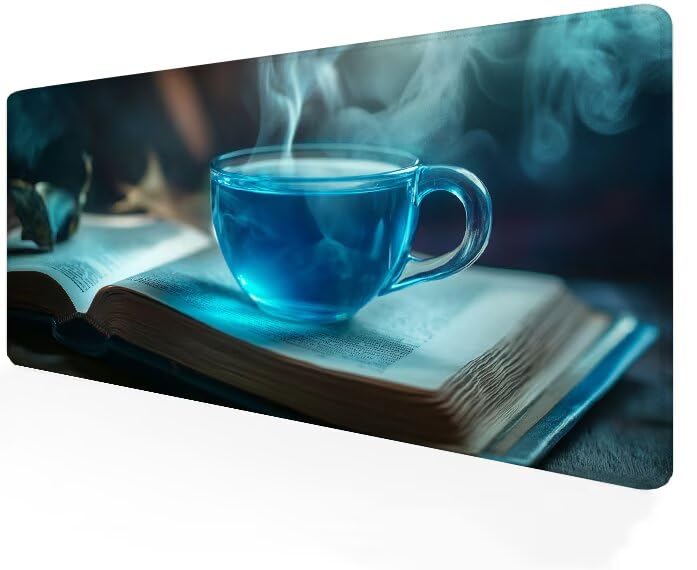 Tapis de Souris Gamer XXL Accessoire Bureau sous Main Tasse Livre Noir