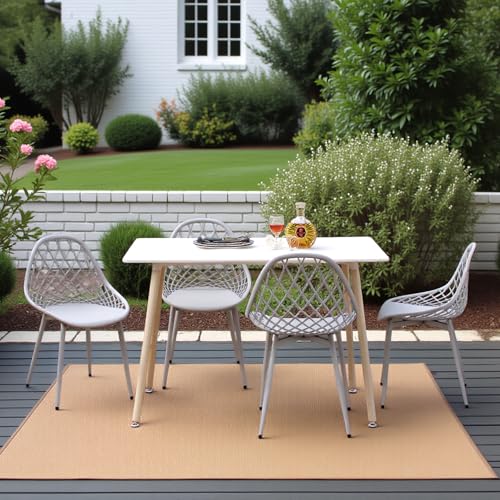 White Concrete Outdoor Dining Table: Stylish, Durable Patio Essential 3 buybyroom Outdoor Dining Table, Square Patio Table with Wooden Legs for 4-6 People, Space Saving Small Patio Dining Table for Home, Kitchen, garden Room and Outdoor, 110 * 70 * 74cm, White