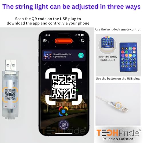Image of RGB Smart IC Fairy Lights - 10M Multicolor String Lights with APP & Remote Control, USB Powered Waterproof | Diwali, Christmas, Wedding, Party & Home Decoration | Popo Toys PT-147