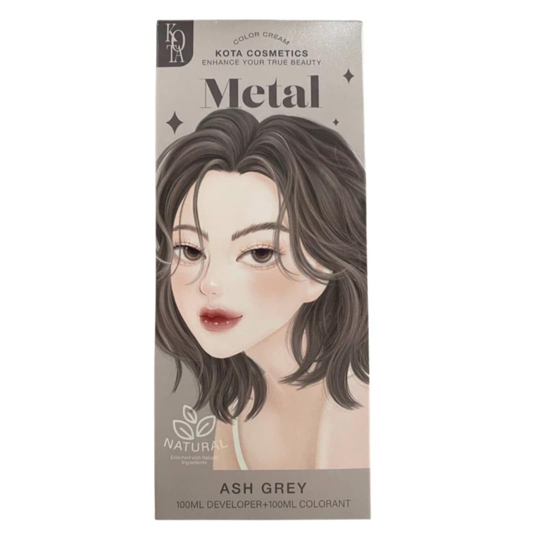 Kota Color Cream Hair Dye 200ml (100ml developer+100ml colorant) Natural Herbal with Korean Ginseng for Long-Lasting Vibrant Color, varieties Shade