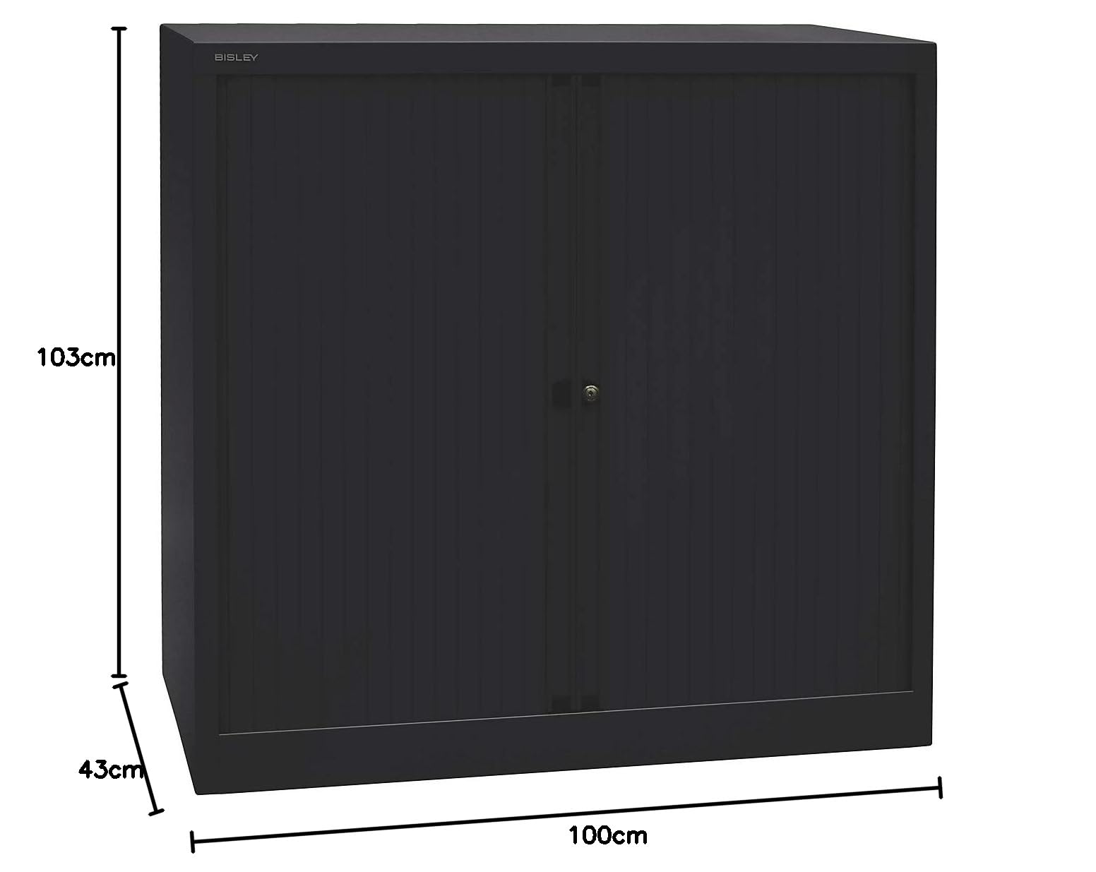 BISLEY Rollladenschrank EuroTambour, 2 Fachböden, 2,5 OH, Metall, Sl355 Rollladen/Korpus Silber, 43 x 100 x 103 cm