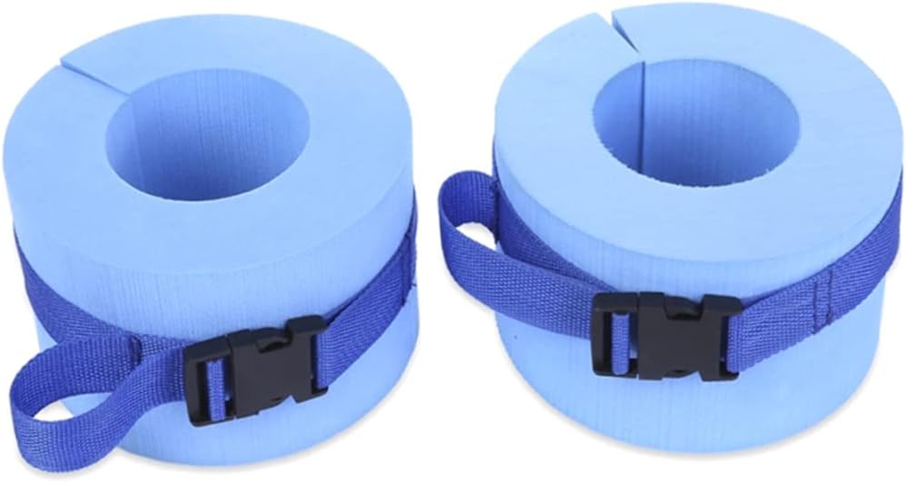 Aquatic Armbands Set of 2 Foam Swimming Armbands Aqua Aerobics Equipment Fitness Exercise Set Ankles Arm Belts with Quick Release Buckle for Swim Training Blue, Beach Toys