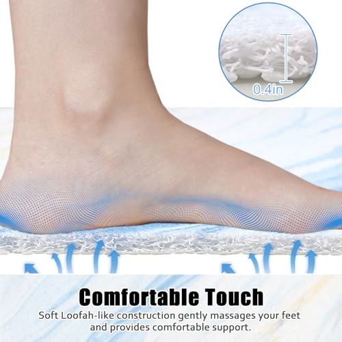 Image of Shower Mat Non Slip: 24x36 Inch Large Shower mats for Inside Shower with Drain Hole in Middle, Super Soft PVC Loofah Massage Shower Floor Mat, Anti Slip Shower Stall Mat, Quick Drying