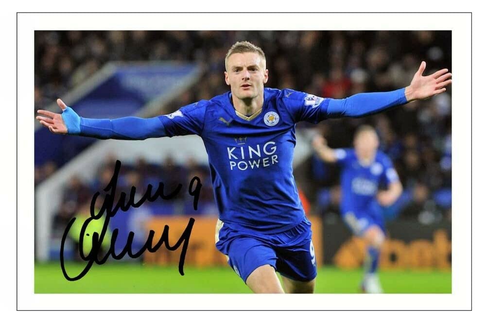 Jamie Vardy Signed 12x8 Inch Photo Print Pre Printed Signature Leicester City Autograph Gift