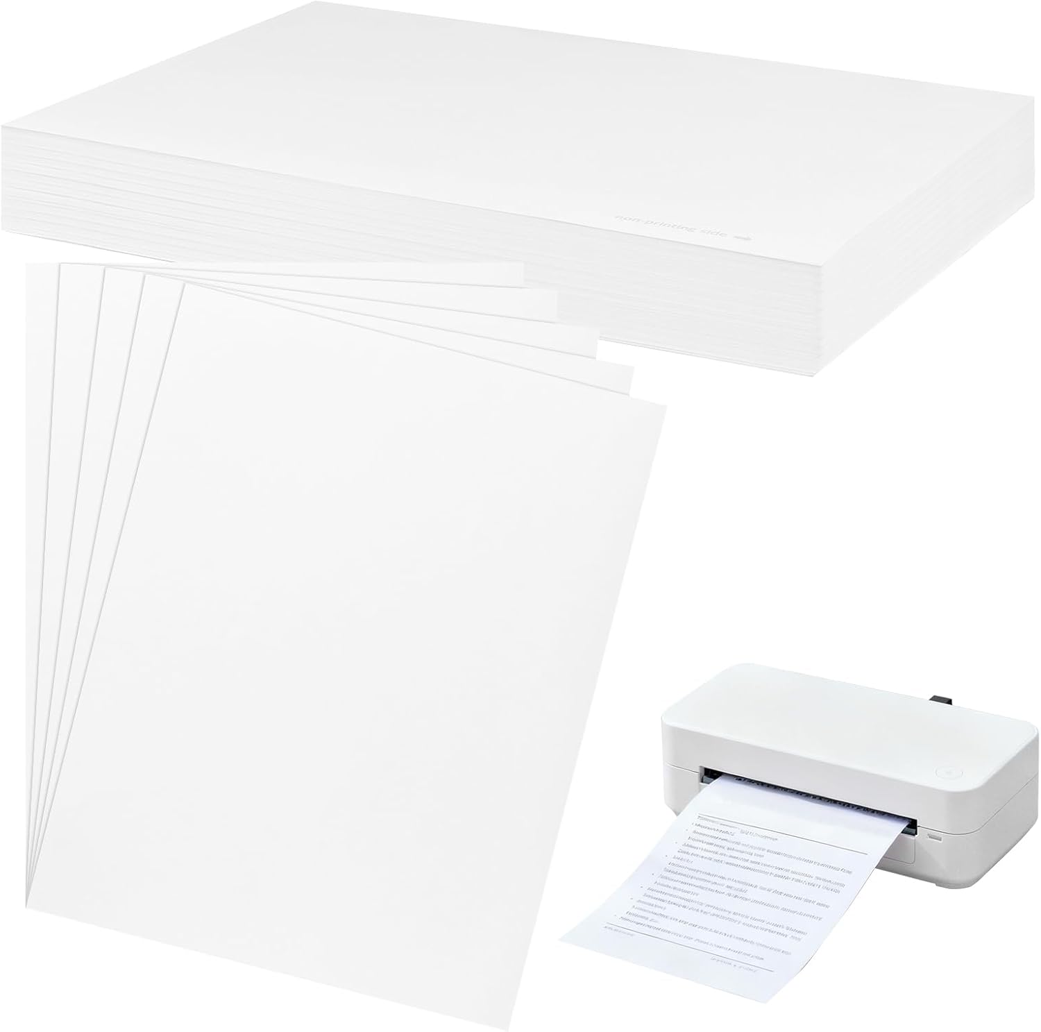 JAPCHET 400 Sheet Thermal Printer Paper 8.5 x 11 Inch, Multipurpose Office White Thermal Paper for M08F and Other Letter Portable Printers