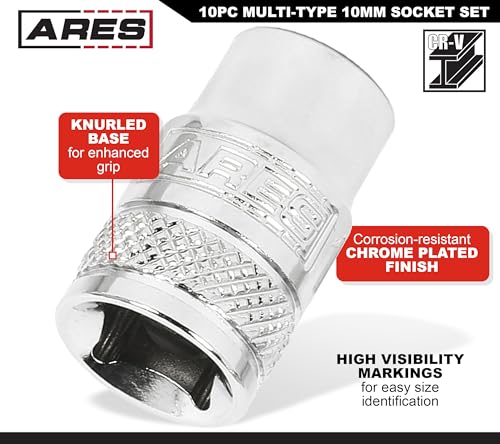 Image of ARES 39020 10-Piece Multi-Type 10mm Socket Set