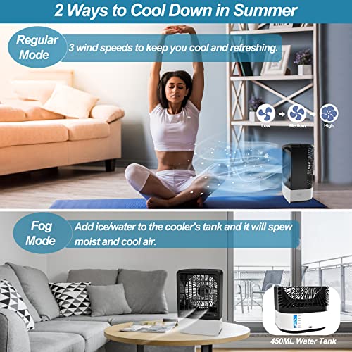 Climatiseur Mobile - Refroidisseur D'air, Climatiseur Portable avec 4000mAh Batterie Télécommande Timer, pour Maison/Bureau/Camping (Noir) - Image 5