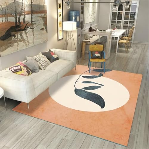 Tapis de salon lavable orange 200x300 cm grand format moderne - 2