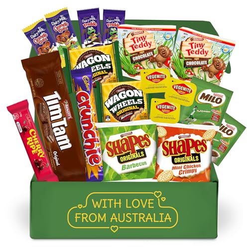 Australian Snack Box with Tim Tams, Cadbury, Cherry Ripe, Authentic Aussie Snacks and Candy, Great...
