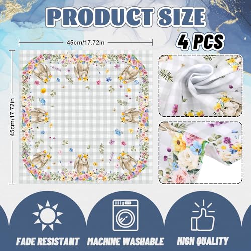 Servilletas de Tela FYSUIMU con Diseño de Conejo, Pack x4 miniatura 2