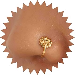 Punk Flower Clip On Nose Ring Vintage Flower Fake Nose Ring Gold Flower Nose Cuff Hoop Ring Non Pierced Nose Ring Jewelry for Women