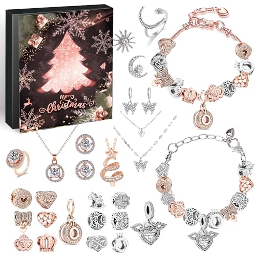 2025 Jewelry Advent Calendar Christmas for Women, Fashion Bracelet Necklace Ring Earrings, 24 Days Countdown Holiday, Christmas Surprise Gift for Wife
