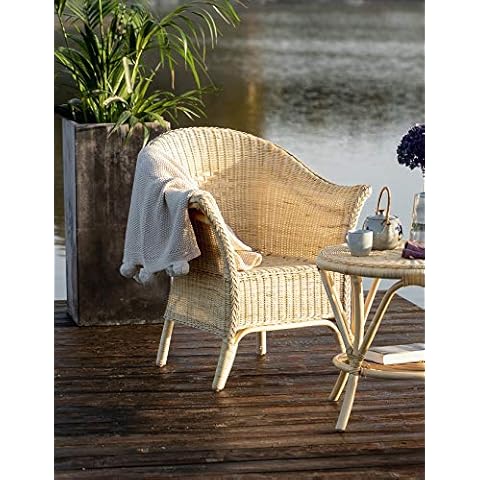 Dekoleidenschaft Rattan-Sessel, Natur lackiert, mit hoher Rückenlehne Cover