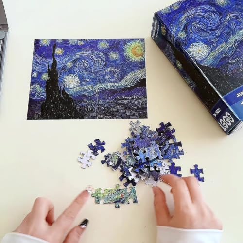 Image of 1000 Piece Puzzles for Adults, Wooden Starry Sky Jigsaw Puzzle, 50x70cm Brain Teaser Game for Relaxation and Home Wall Decor