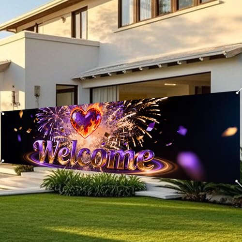 Image of Nuxovilar Welcome Home Banner Pink Glitter 17.7x78.7 Polyester