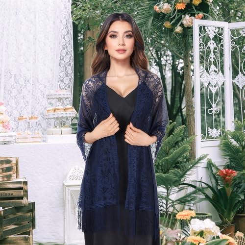 MUQU Shawls and Wraps for Evening Dresses - Lace Shawl Pashmina Wedding Formal Scarf for Women2