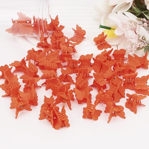 60 Pinzas mini mariposa naranja para cabello miniatura 7