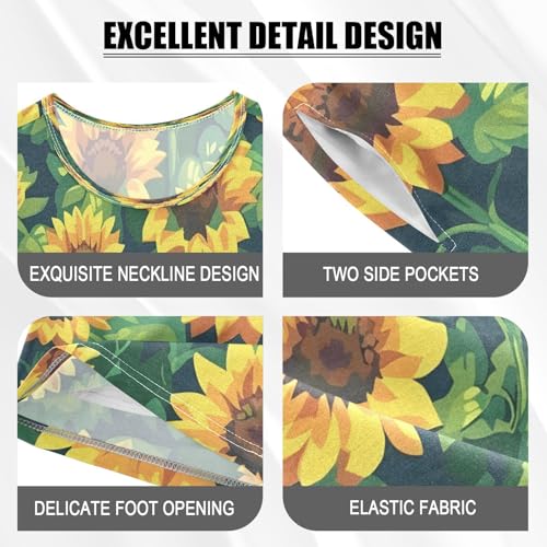 senya Short Sleeve Pajamas Sets Summer Cotton Sleepwear Sunflower and Leaves4