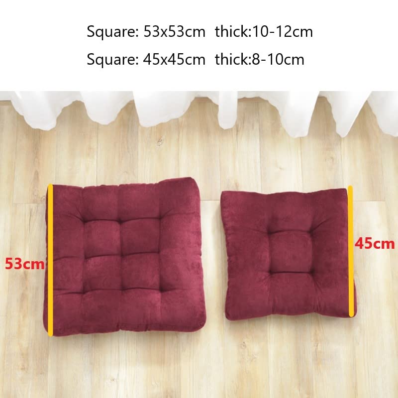 Quadratisches Yoga-Kissen zum Sitzen, dickes getuftetes Kniekissen, 53 x 53 cm, weiche Matte für Balkon, Outdoor, bequemes Bodenkissen, Gelb