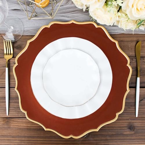 Platos cargadores redondos 13 pulg terracota y oro x6 miniatura 2