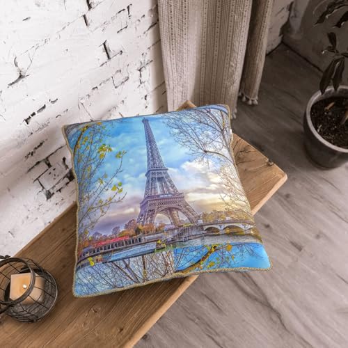Housse coussin velours Tour Eiffel douce pour décoration salon - 8